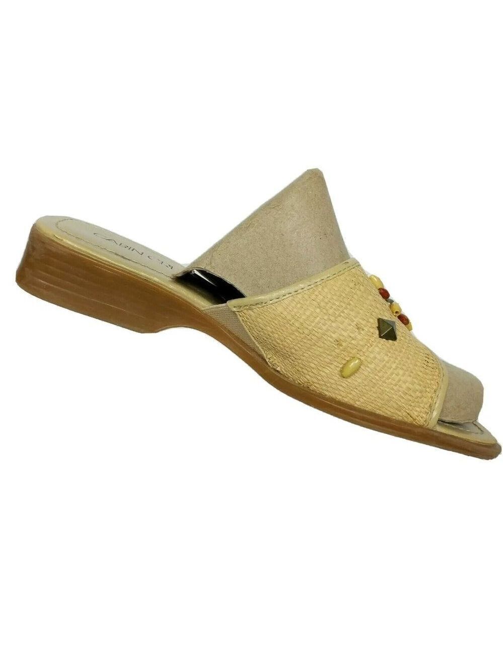 Cabin Creek Beige Raffia Beaded Sandals Size 6.5M - Picture 4 of 8